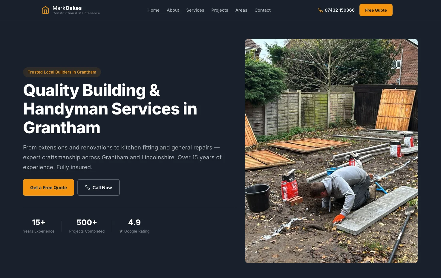 Mark Oakes Construction & Maintenance website