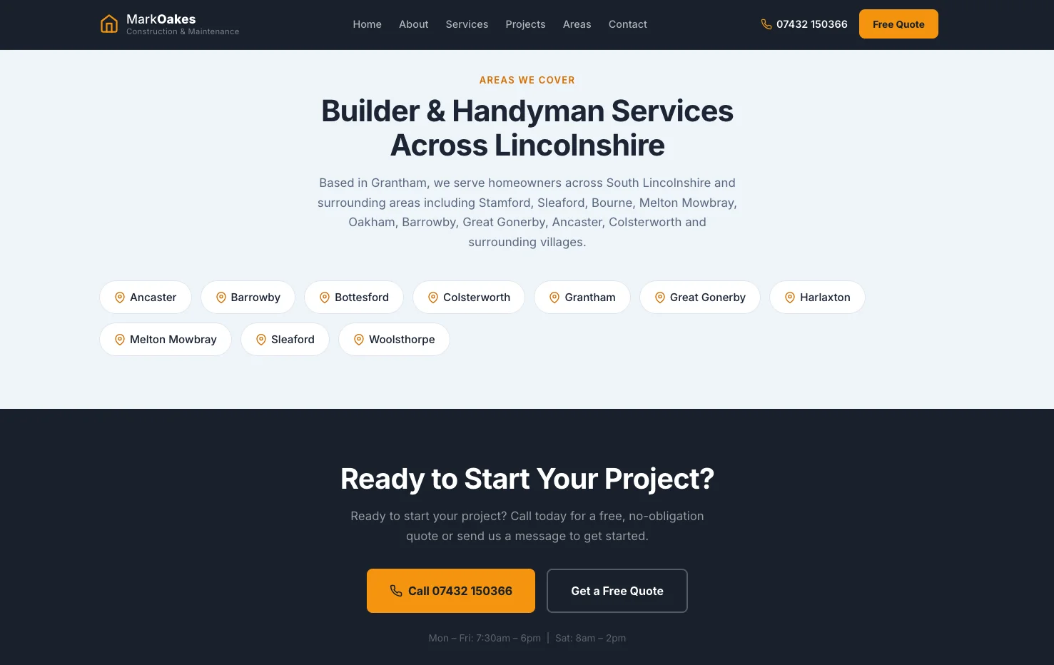 Mark Oakes website - services and project gallery