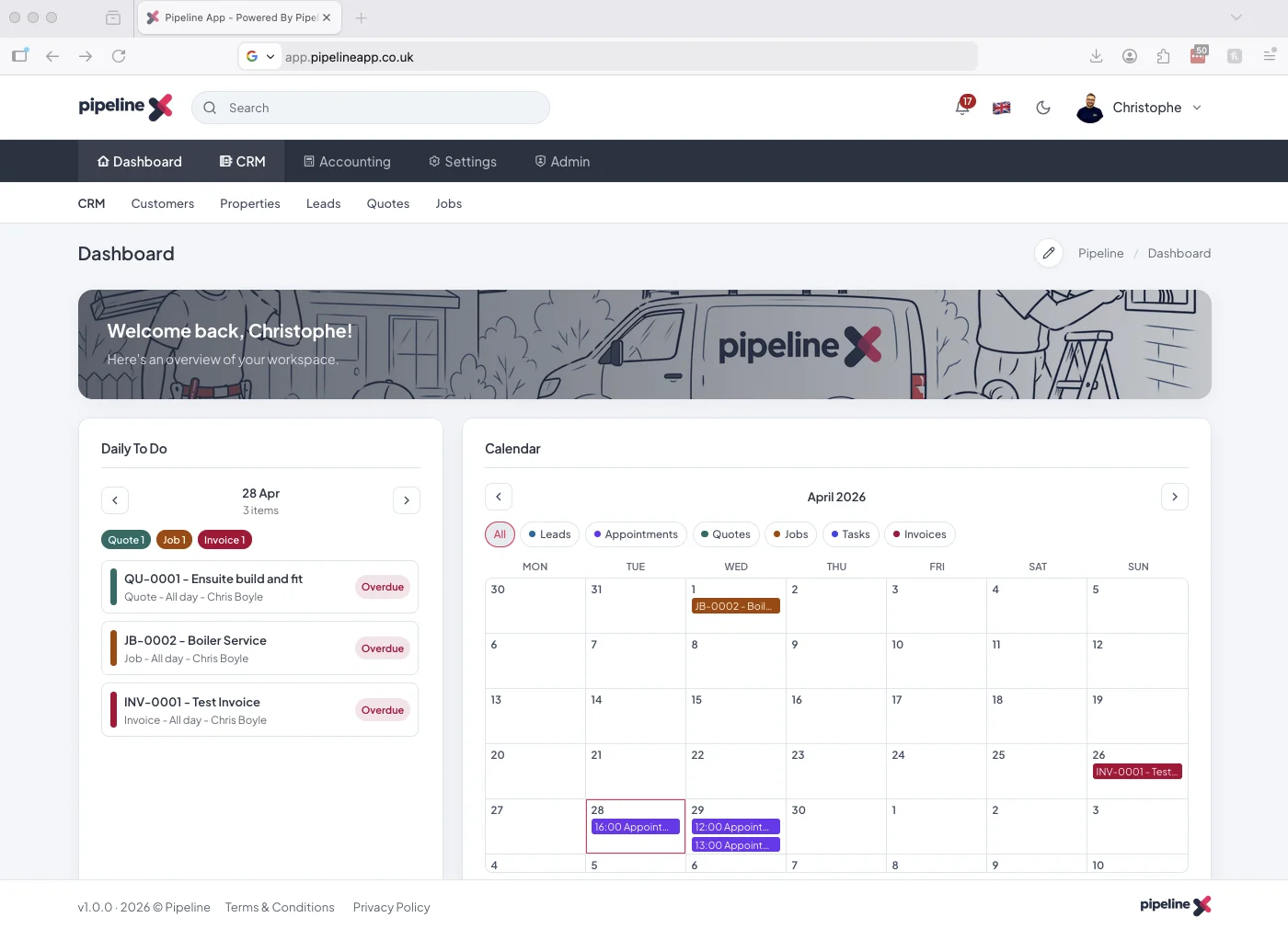 Pipeline dashboard