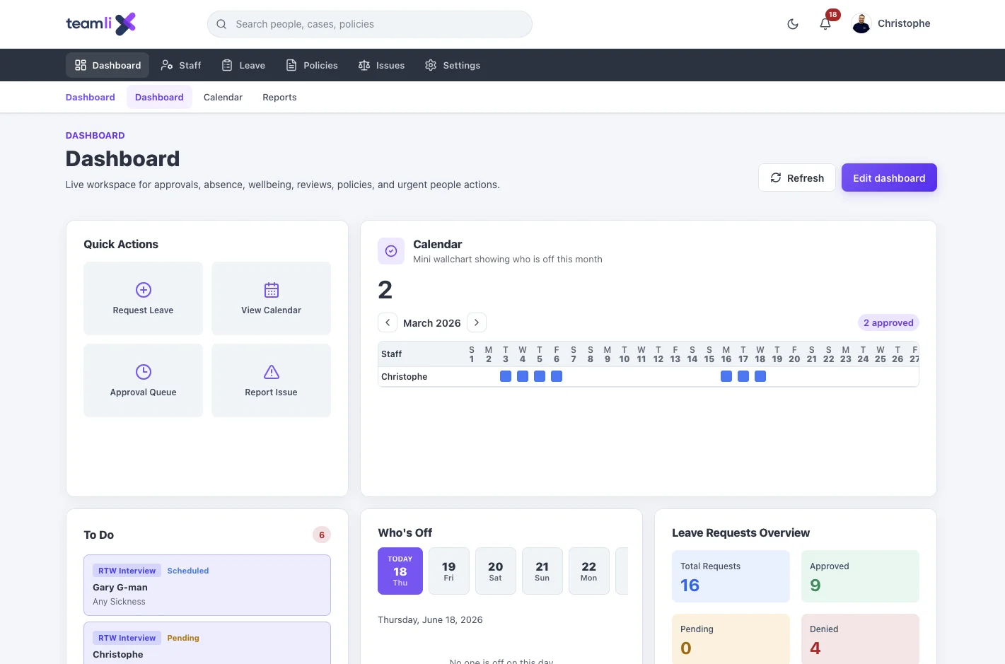 Teamli dashboard preview - placeholder